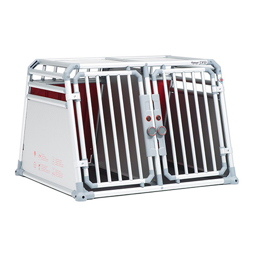 Cage de transport chien double en aluminium avec séparation