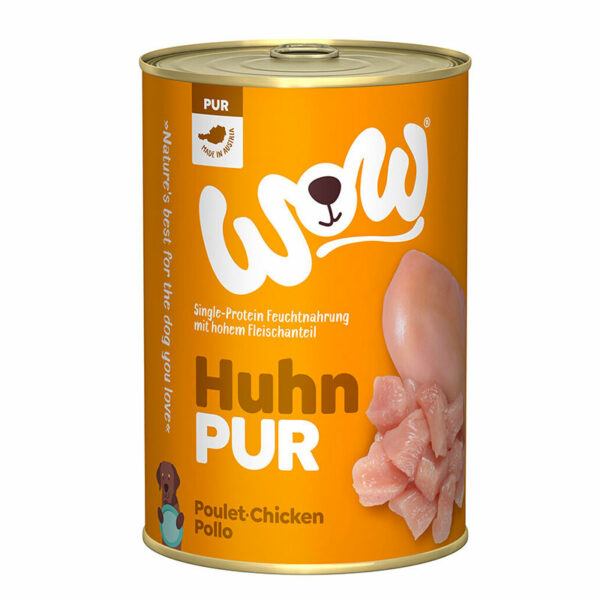 Wow Pur Poulet aliment humide monoprotéiné et sans céréales pour chiens