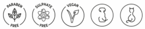 sans sulphates, sans paraben, vegan